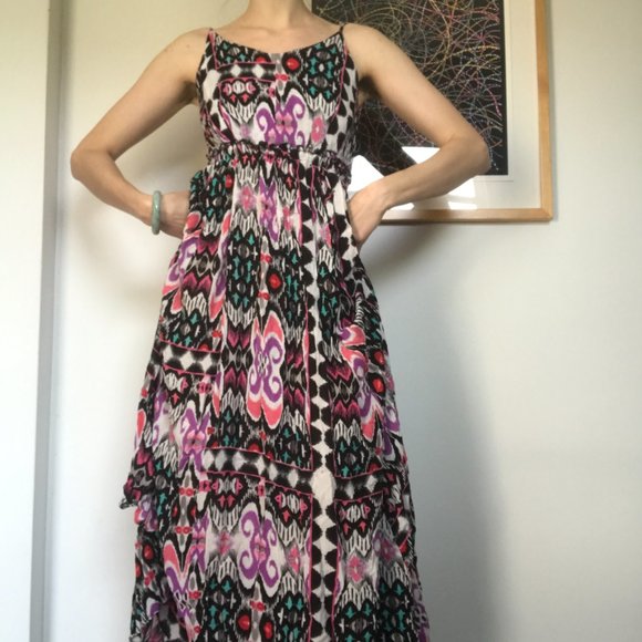 NWOT Raga Backless / Low Back Sleeveless Multi-Colored Maxi Dress - Picture 5 of 6